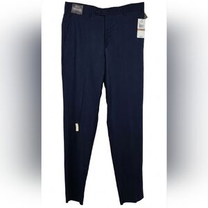 NWT Boyds Philadelphia Trussini Navy Dress Pants 52 Italy US 36 Wool Unhemmed